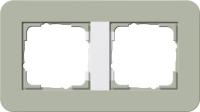 Рамка 2-постовая Gira E3 серо-зеленый/белый глянцевый 0212415