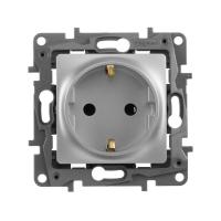 Розетка 2К+З Legrand Etika 16A 250V с/з винтовой зажим немецкий стандарт алюминий 672421