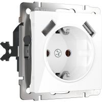 Розетка Werkel с заземлением, USBx2 белая WL01-SKGS-USBx2-IP20 4690389073199