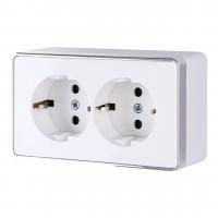 Розетка Werkel двойная с заземлением Gallant белая WL15-02-03 4690389102103
