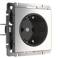Розетка Werkel с заземлением и шторками глянцевый никель WL02-SKGS-01-IP44 4690389075810