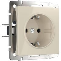 Розетка Werkel с заземлением и шторками слоновая кость WL03-SKGS-01-IP44-ivory 4690389047176