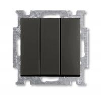 Выключатель трехклавишный ABB Basic55 16A 250V chateau-черный 2CKA001012A2173