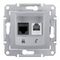 Розетка телефонная RJ-11 и Ethernet RJ-45 Schneider Electric Sedna UTP SDN5100160
