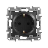 Розетка 2К+З Legrand Etika 16A 250V с/з со шторками винтовой зажим немецкий стандарт антрацит 672622