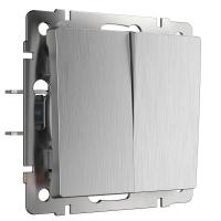 Выключатель Werkel двухклавишный серебряный рифленый WL09-SW-2G 4690389085147