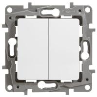 Выключатель двухклавишный Legrand Etika с подсветкой 10A 250V белый 672204