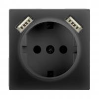 Розетка Werkel с заземлением, шторками и USBx2 черный матовый WL08-SKGS-USBx2-IP20 4690389073236