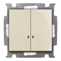 Выключатель двухклавишный ABB Basic55 10A 250V с подсветкой слоновая кость 2CKA001012A2157