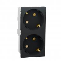 Розетка двойная Schneider Electric Unica New Modular с/з со шторками NU306754A