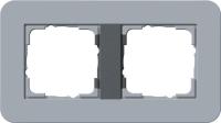 Рамка 2-постовая Gira E3 серо-голубой/антрацит 0212424