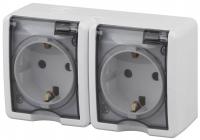 Розетка ЭРА Эксперт 2х2P+E IP54 со шторками 16A 250V Al Cu 11А-2404-01 Б0038821