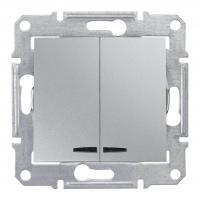 Выключатель двухклавишный с синей подсветкой Schneider Electric Sedna 10A 250V SDN0300360