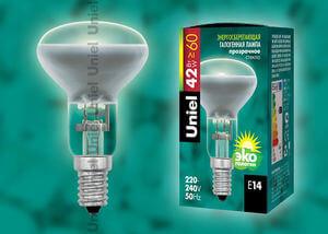Лампа галогенная рефлекторная Uniel E14 42W прозрачная HCL-42/CL/E14 Reflector 05222 Лампа галогенная рефлекторная Uniel E14 42W прозрачная HCL-42/CL/E14 Reflector 05222