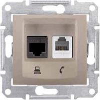 Розетка телефонная RJ-11 и Ethernet RJ-45 Schneider Electric Sedna UTP SDN5200168