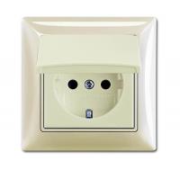 Розетка ABB Basic55 Schuko с/з 16A 250V IP44 с крышкой безвинтовой зажим слоновая кость 2CKA002018A1504