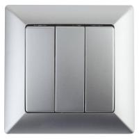 Выключатель трехклавишный ЭРА Intro Solo 10A 250V серебро 4-106-03 Б0043300
