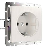 Розетка Werkel с заземлением и шторками перламутровый рифленый WL13-SKGS-01-IP44 4690389124341