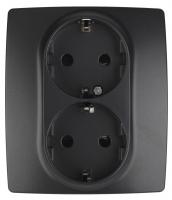 Розетка ЭРА 12 2x2P E Schuko со шторками 16A 250V 12-2104-05 Б0014703