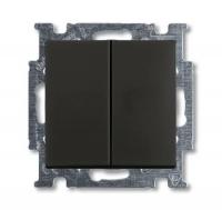 Выключатель двухклавишный ABB Basic55 10A 250V chateau-черный 2CKA001012A2177