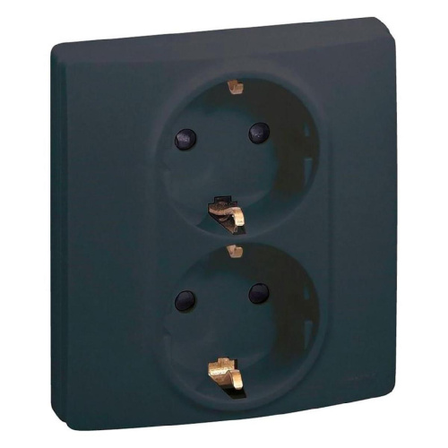Розетка 2X2К+З Legrand Etika 16A 250V с/з винтовой зажим немецкий стандарт антрацит 672623