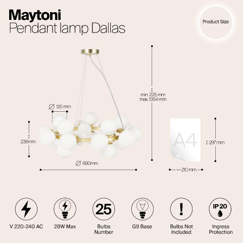 Подвесной светильник Maytoni MOD545PL-25BS