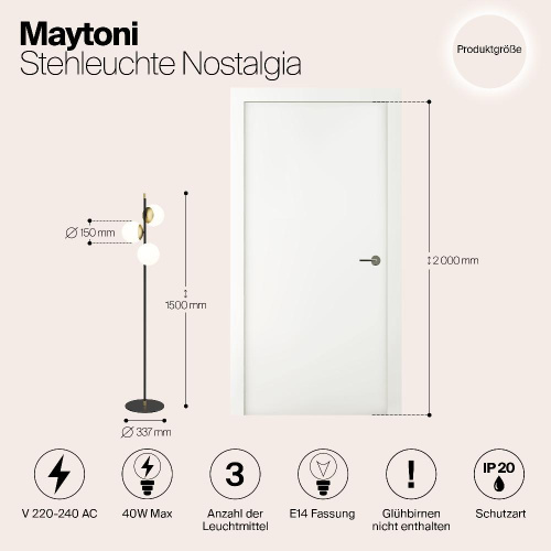 Торшер Maytoni Nostalgia MOD048FL-03G Торшер Maytoni Nostalgia MOD048FL-03G