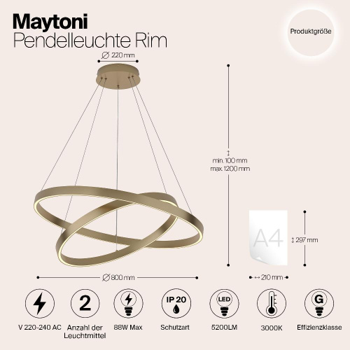 Подвесной светодиодный светильник Maytoni Rim MOD058PL-L74BS4K Подвесной светодиодный светильник Maytoni Rim MOD058PL-L74BS4K