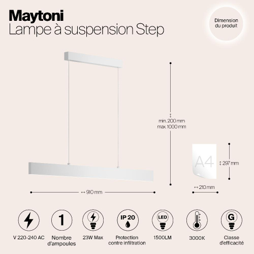 Подвесной светодиодный светильник Maytoni Step P010PL-L23W