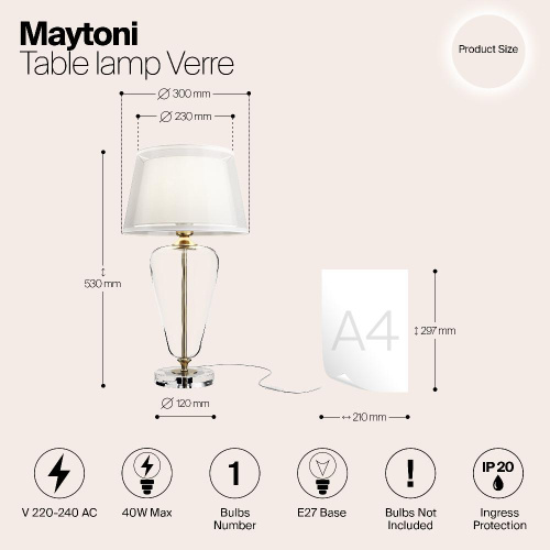 Настольная лампа Maytoni Verre Z005TL-01BS Настольная лампа Maytoni Verre Z005TL-01BS