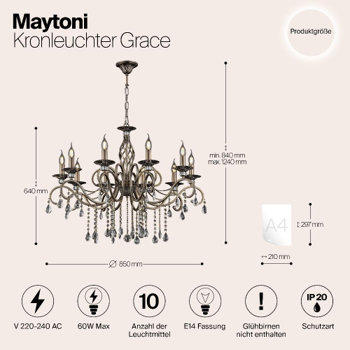 Подвесная люстра Maytoni Grace RC247-PL-10-R