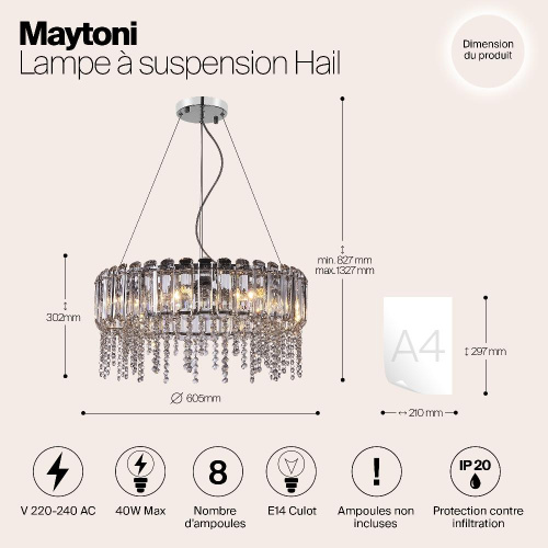 Подвесная люстра Maytoni Hail MOD097PL-08CH Подвесная люстра Maytoni Hail MOD097PL-08CH