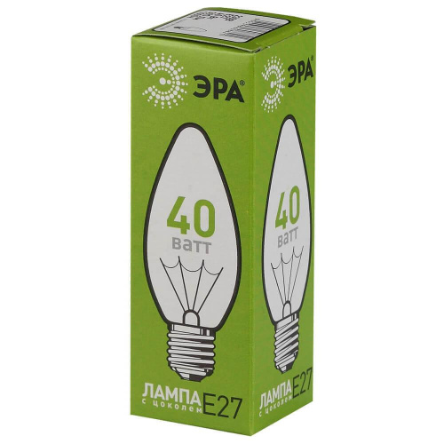 Лампа накаливания ЭРА E27 40W 2700K прозрачная ЛОН ДС40-230-E27-CL
