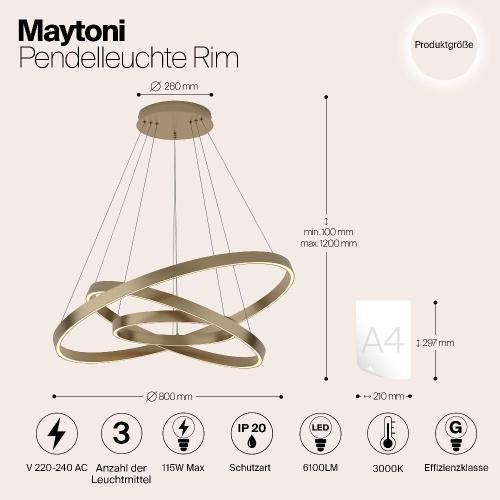 Подвесной светильник Maytoni MOD058PL-L100BS3K