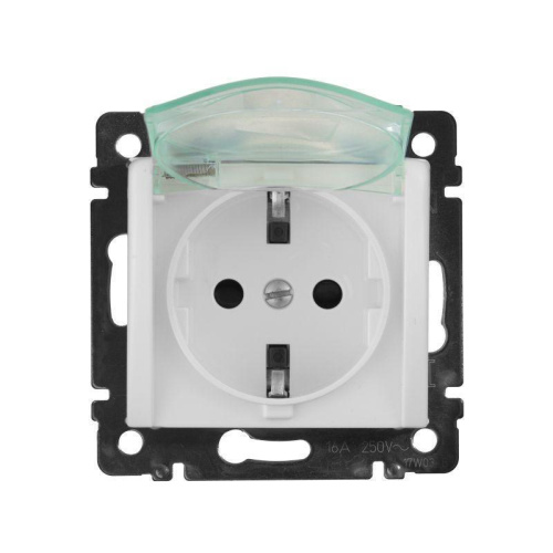 Розетка 2К+З Legrand Valena 16A 250V с/з со шторками крышкой винтовой зажим немецкий стандарт белый 774220