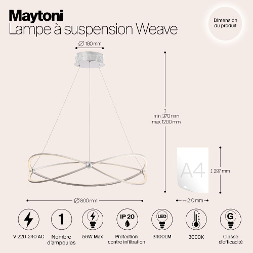 Подвесной светодиодный светильник Maytoni Weave MOD062PL-L56CH3K