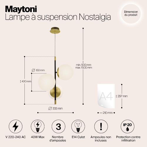 Подвесной светильник Maytoni Nostalgia MOD048PL-03G