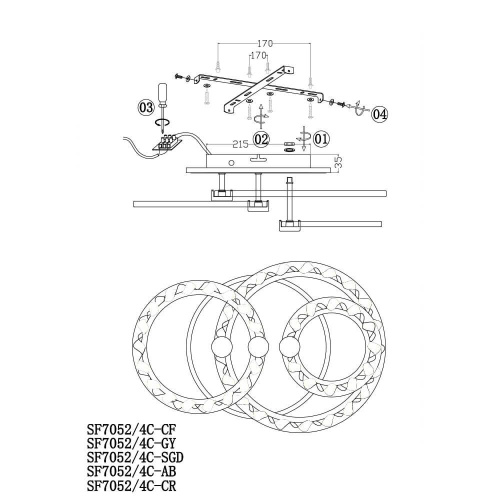 Потолочная люстра Seven Fires Oden SF7052/4C-CR-BL