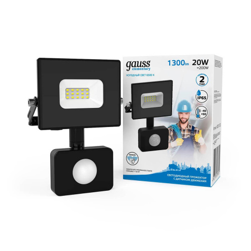Прожектор светодиодный Gauss Elementary 20W 6500К 628511320 Прожектор светодиодный Gauss Elementary 20W 6500К 628511320