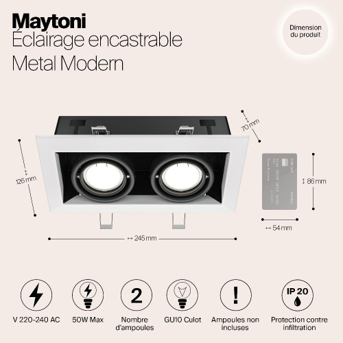 Встраиваемый светильник Maytoni Metal DL008-2-02-W Встраиваемый светильник Maytoni Metal DL008-2-02-W
