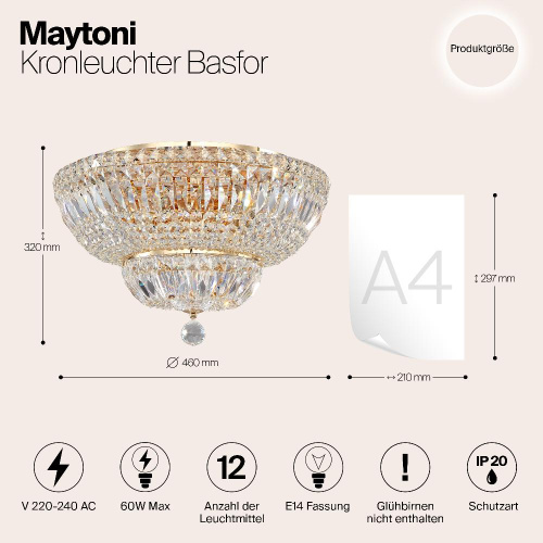 Потолочный светильник Maytoni Basfor DIA100-CL-12-G Потолочный светильник Maytoni Basfor DIA100-CL-12-G