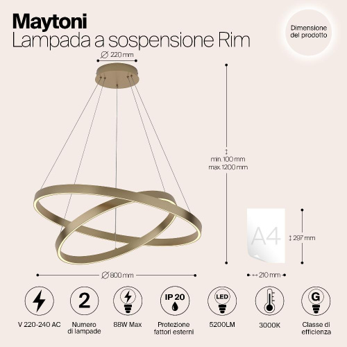 Подвесной светодиодный светильник Maytoni Rim MOD058PL-L74BS4K Подвесной светодиодный светильник Maytoni Rim MOD058PL-L74BS4K