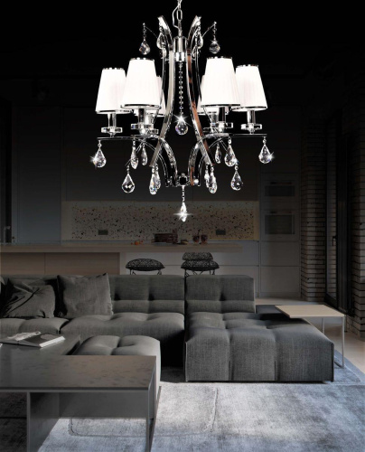 Подвесная люстра Lumina Deco Glamour LDP 66247-6 WT+CHR Подвесная люстра Lumina Deco Glamour LDP 66247-6 WT+CHR