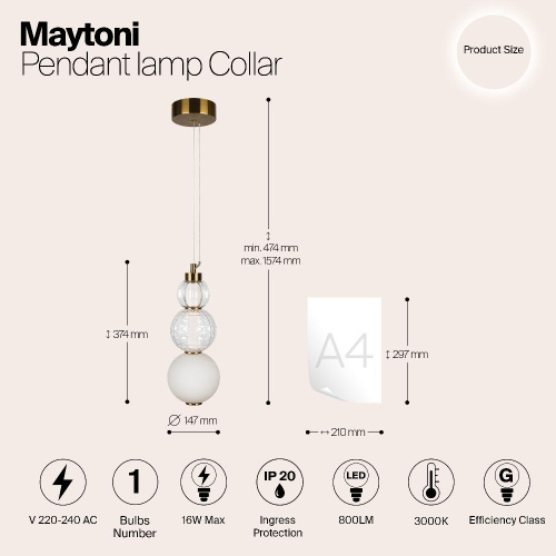 Подвесной светильник Maytoni P069PL-L16G3K