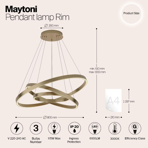 Подвесной светильник Maytoni MOD058PL-L100BS3K