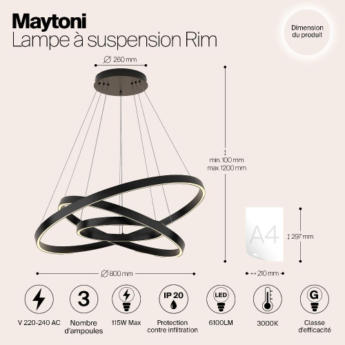 Подвесной светильник Maytoni MOD058PL-L100B3K