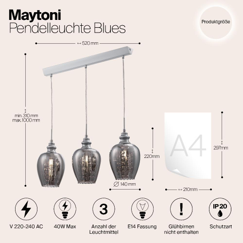 Подвесной светильник Maytoni Blues MOD033-PL-03-N