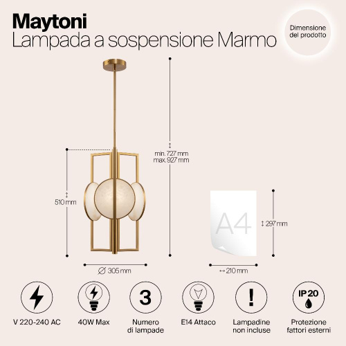 Подвесная люстра Maytoni Marmo MOD099PL-03G