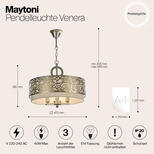 Подвесная люстра Maytoni Venera H260-03-N