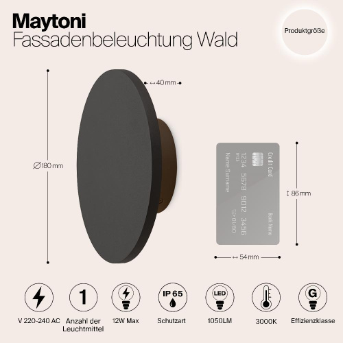 Уличный настенный светодиодный светильник Maytoni Wald O420WL-L12GF Уличный настенный светодиодный светильник Maytoni Wald O420WL-L12GF